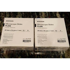 2 Boxes of MCKESSON 16-7131 25mm x 75mm x 1mm Microscope Slides Plain Qty=72/box